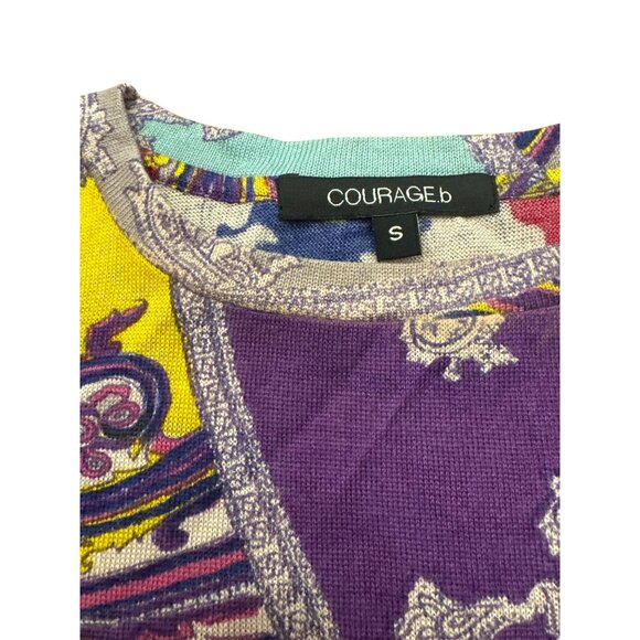 Courage.b Long-Sleeve Top Size Small Silk Wool Cashmere Multicolor Paisley - Picture 2 of 4